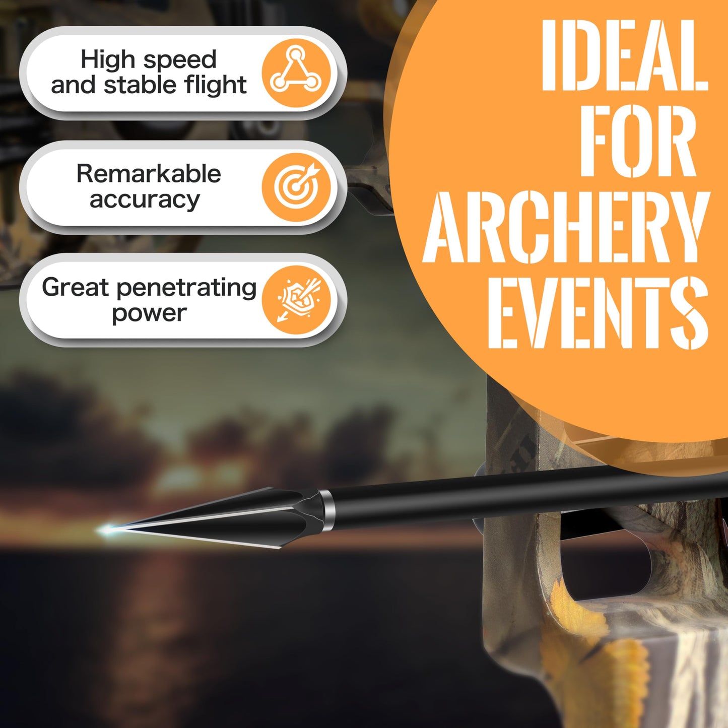 SUNYA Broadheads 100/120/125/150 Grain Traditional Archery Arrow Tips for Compound, Recurve Bow & Crossbow, Pack of 12