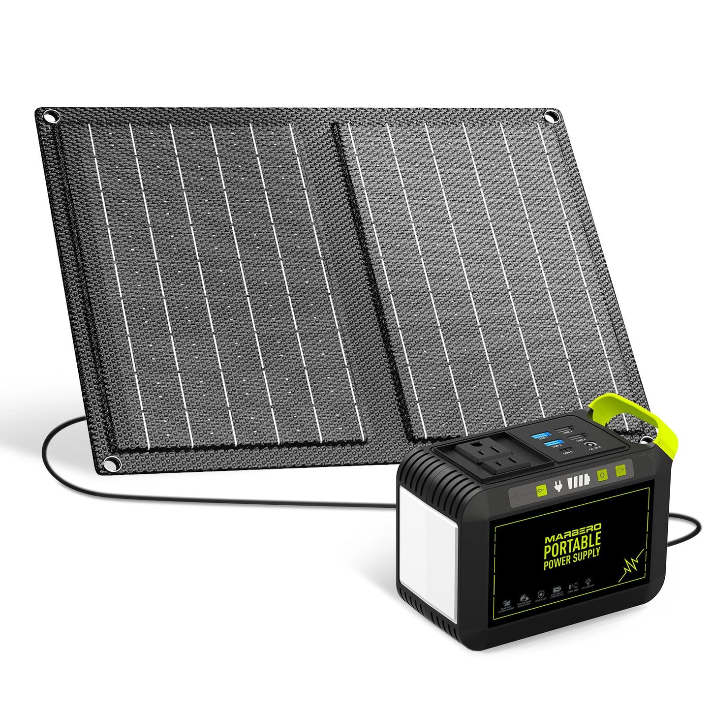 Portable Power Station 300W MARBERO 237Wh Camping Solar Generator Backup Lithium Battery with Pure Sine Wave 110V AC Outlet, USB C, USB A, DC for Outdoors Camping CPAP Home Blackout Emergency