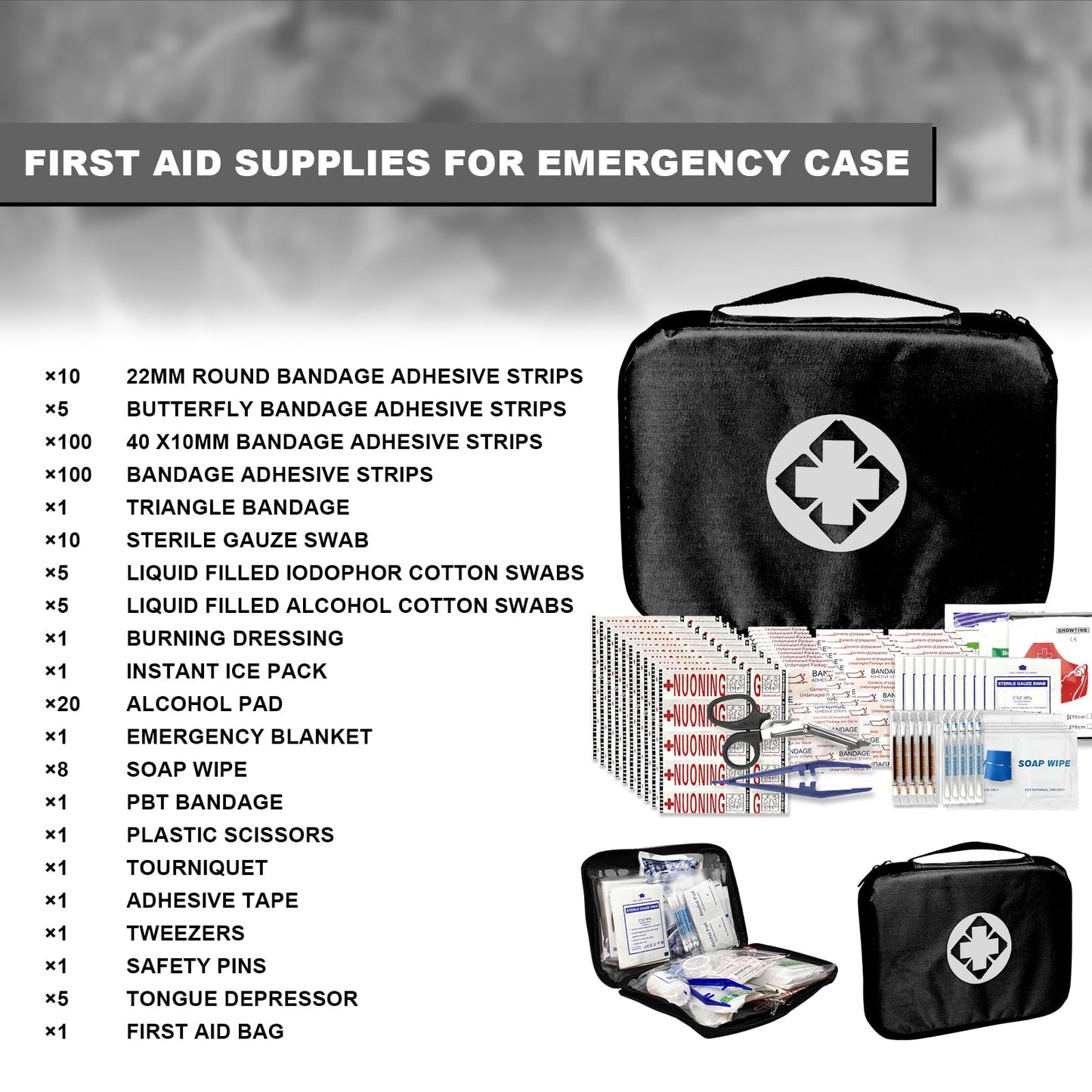 Travel-First Aid-Kit Car-Home 300PCS Survival-Kit Outdoor-Adventure - Small Portable Red Emergency Essential Sets Office Hiking Camping Business Public Must Have First Aid Gear Equipment 1st Aid