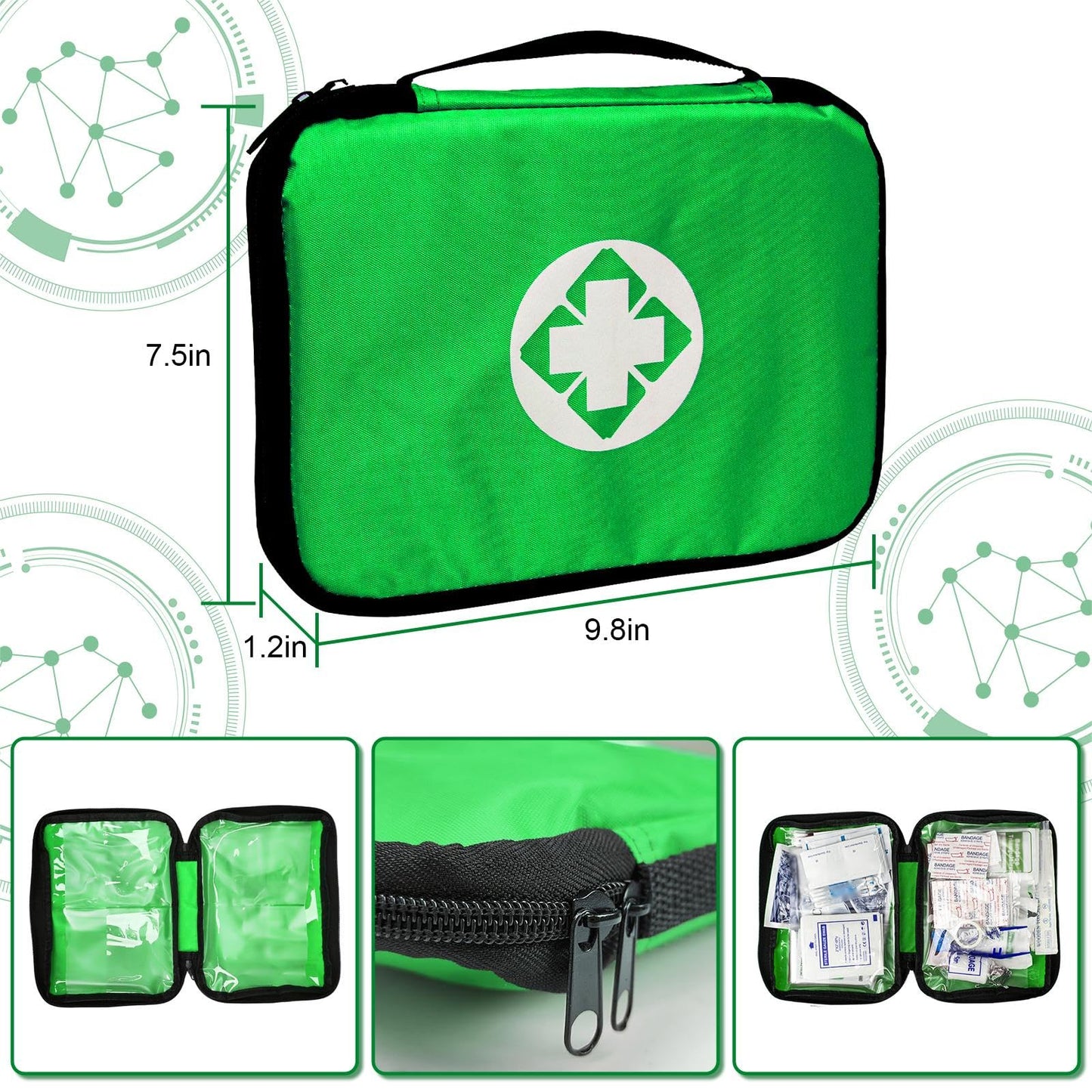 Travel-First Aid-Kit Car-Home 300PCS Survival-Kit Outdoor-Adventure - Small Portable Red Emergency Essential Sets Office Hiking Camping Business Public Must Have First Aid Gear Equipment 1st Aid