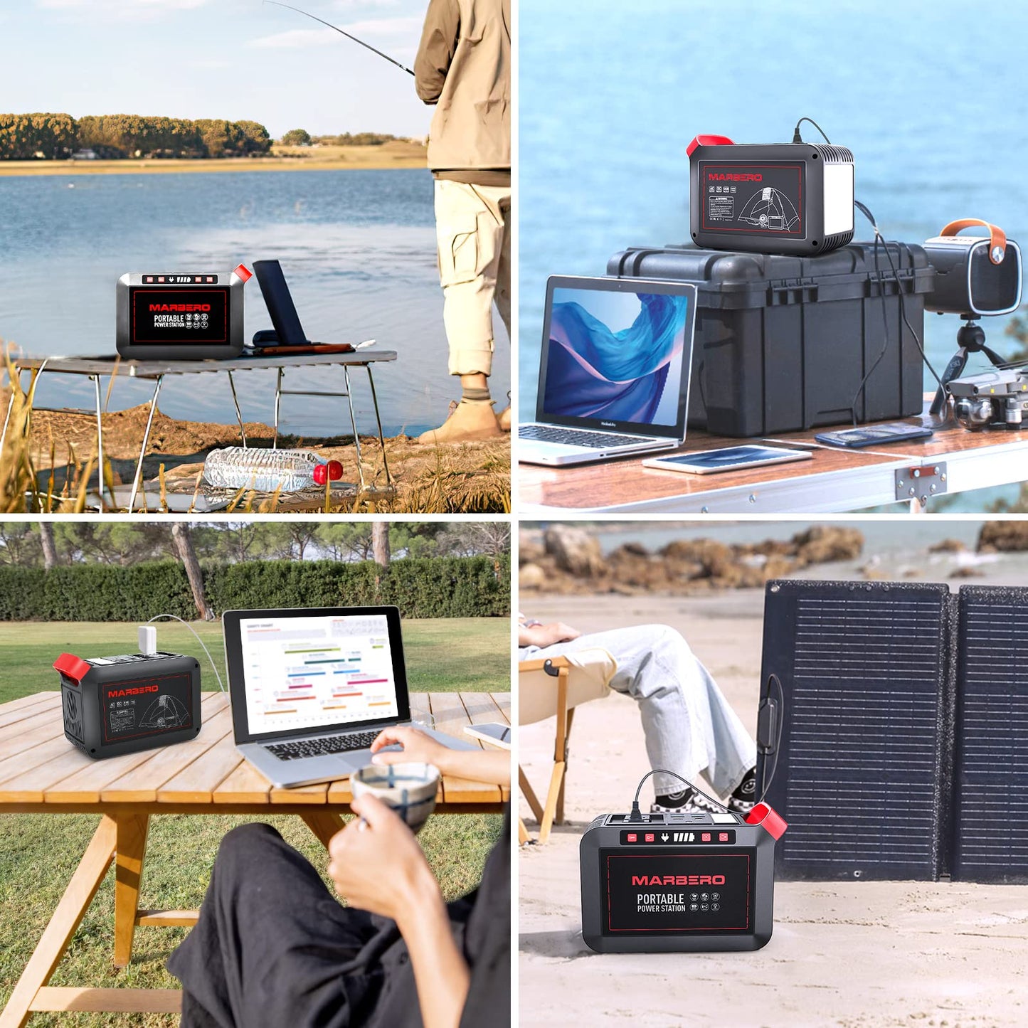 Portable Power Station 300W MARBERO 237Wh Camping Solar Generator Backup Lithium Battery with Pure Sine Wave 110V AC Outlet, USB C, USB A, DC for Outdoors Camping CPAP Home Blackout Emergency