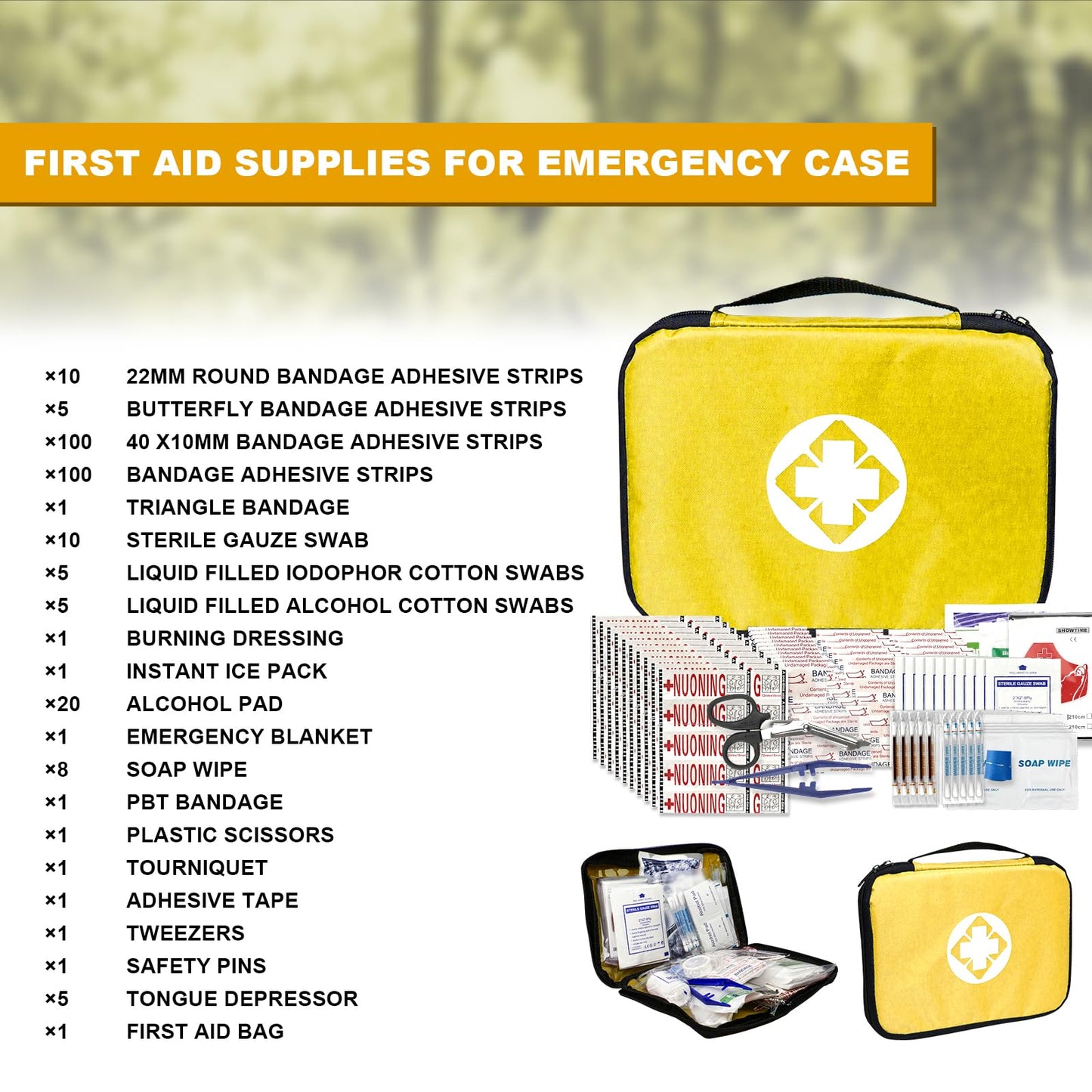 Travel-First Aid-Kit Car-Home 300PCS Survival-Kit Outdoor-Adventure - Small Portable Red Emergency Essential Sets Office Hiking Camping Business Public Must Have First Aid Gear Equipment 1st Aid
