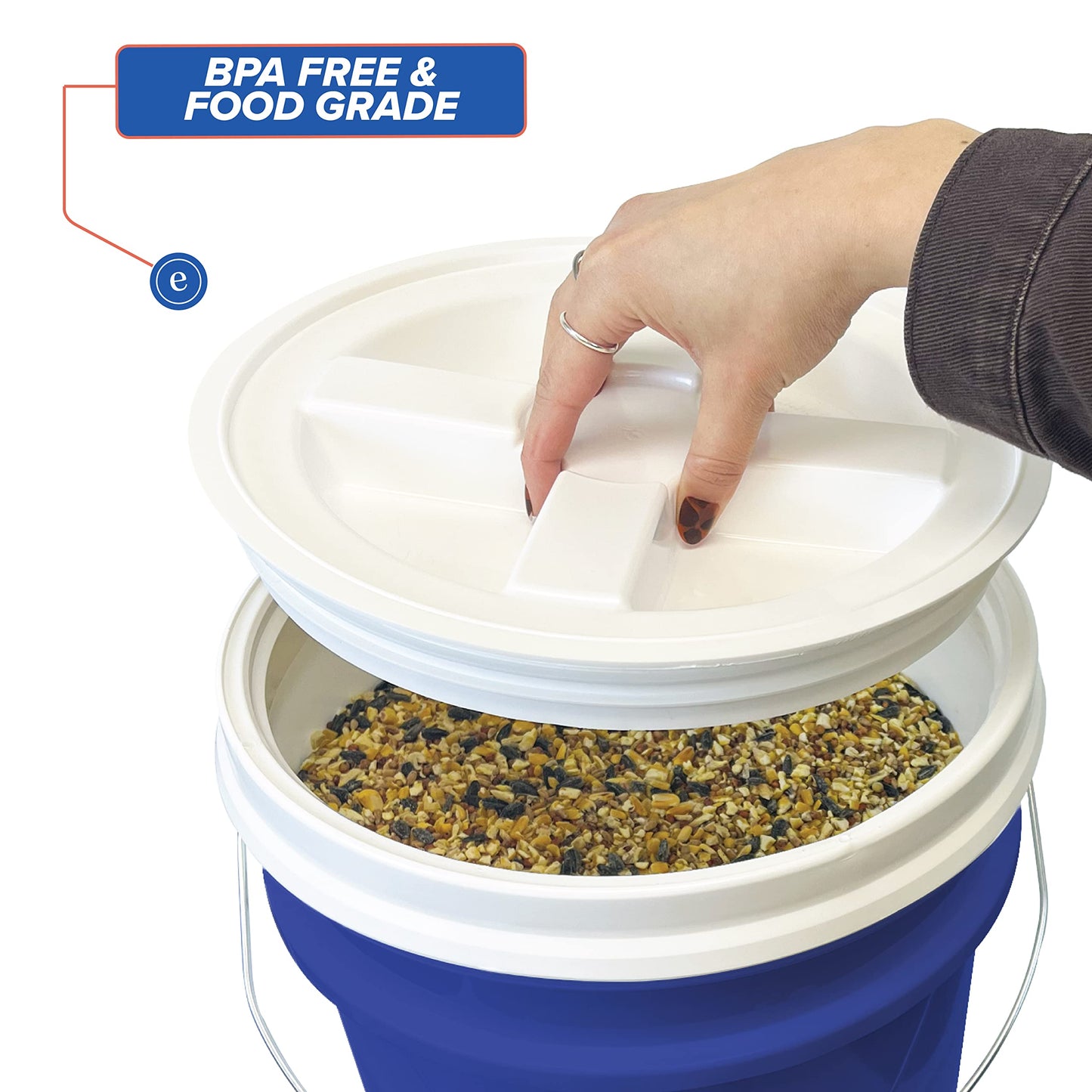 ePackageSupply 5 Gallon White Bucket with Gamma Seal Screw on Airtight Lid | Made in USA | Food Grade | Heavy-Duty | Durable 90 Mil All Purpose Pail | Easy Stack and Store | BPA Free (3 Count), White