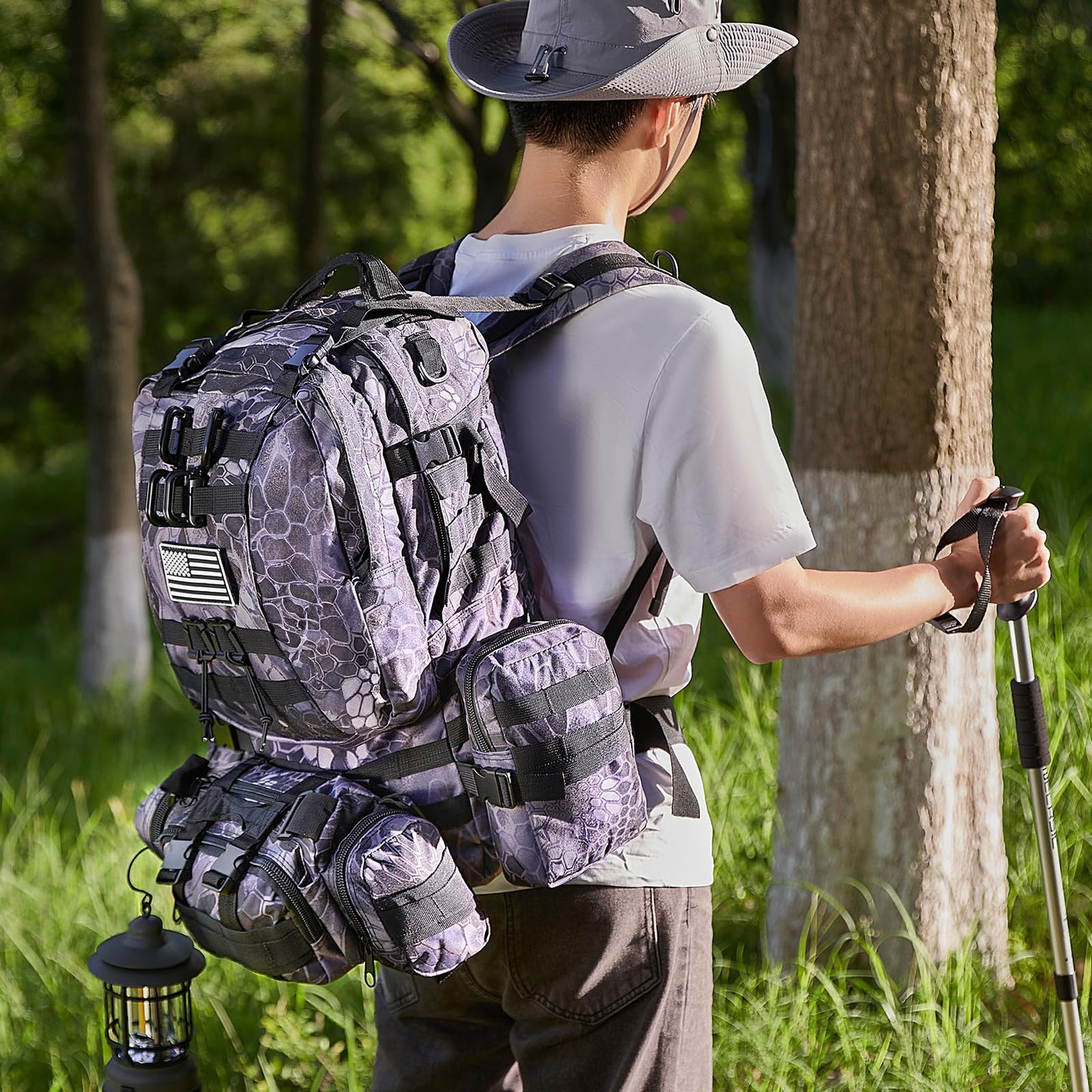 Large Military Tactical Backpack for Men, 40-50L Backpacks for Women, Bug out Bag Army 3 Days Assault Pack Bags Rucksack with Molle System Black Camouflage-2