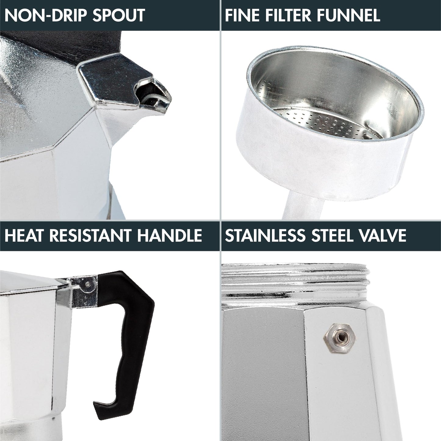 Primula Classic Stovetop Espresso and Coffee Maker, Moka Pot for Italian and Cuban Café Brewing, Greca Coffee Maker, Cafeteras, 12 Espresso Cups, Silver