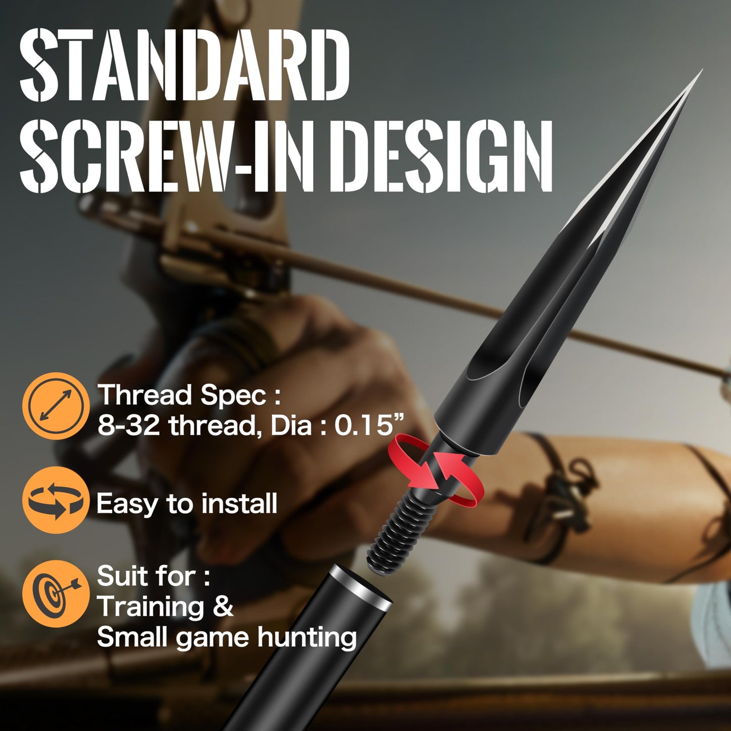 SUNYA Broadheads 100/120/125/150 Grain Traditional Archery Arrow Tips for Compound, Recurve Bow & Crossbow, Pack of 12