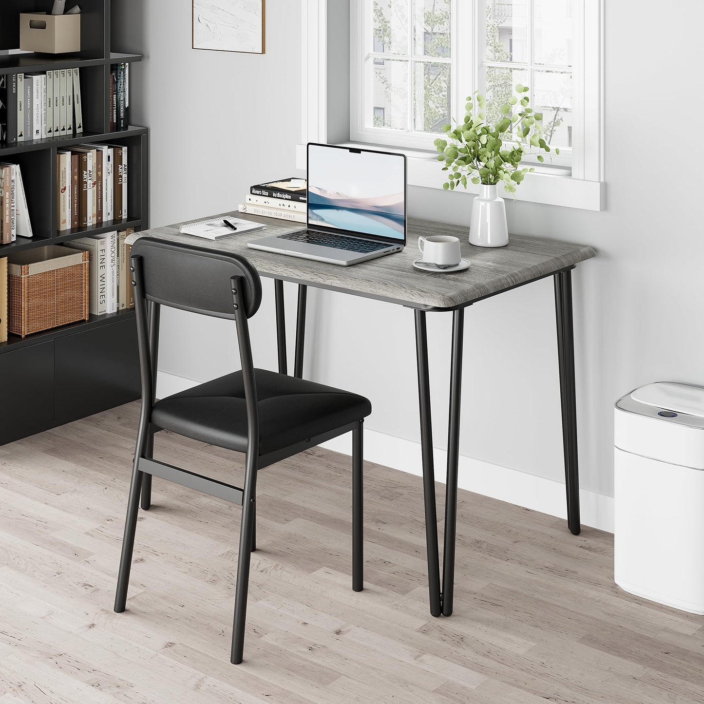 IDEALHOUSE Dining Table for 2-Small Square Kitchen Dining Dinner Room Tables Set,Space Saving Wood Modern Dinette Accent Furniture for Breakfast Nook, (Dark, Table with 2 Upholstered Chairs)