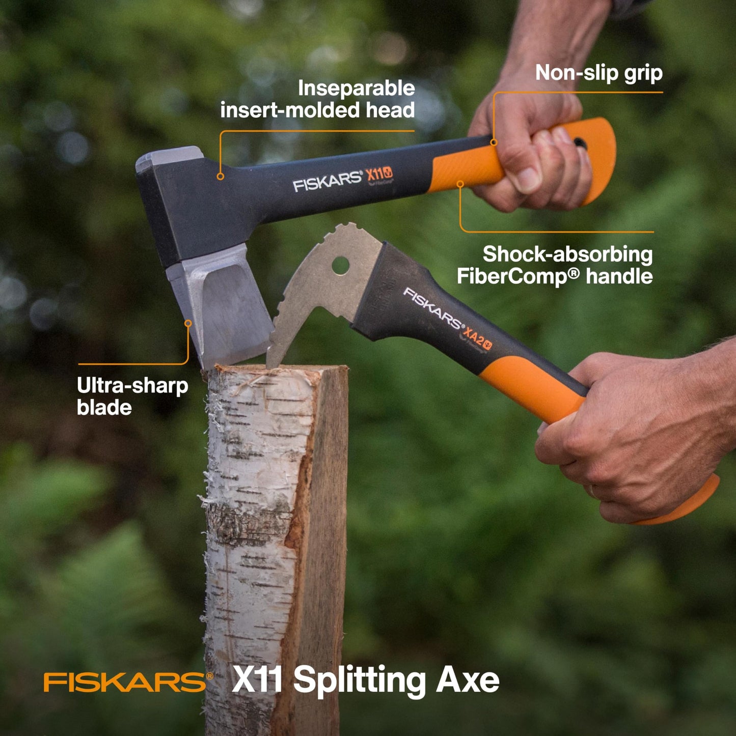 Fiskars X27 Super Splitting Axe - 36" Wood Splitting Axe for Medium to Large Size Logs with Shock-Absorbing Handle - Split Firewood - Forged Steel Blade - Bushcraft Gear and Camping Axe