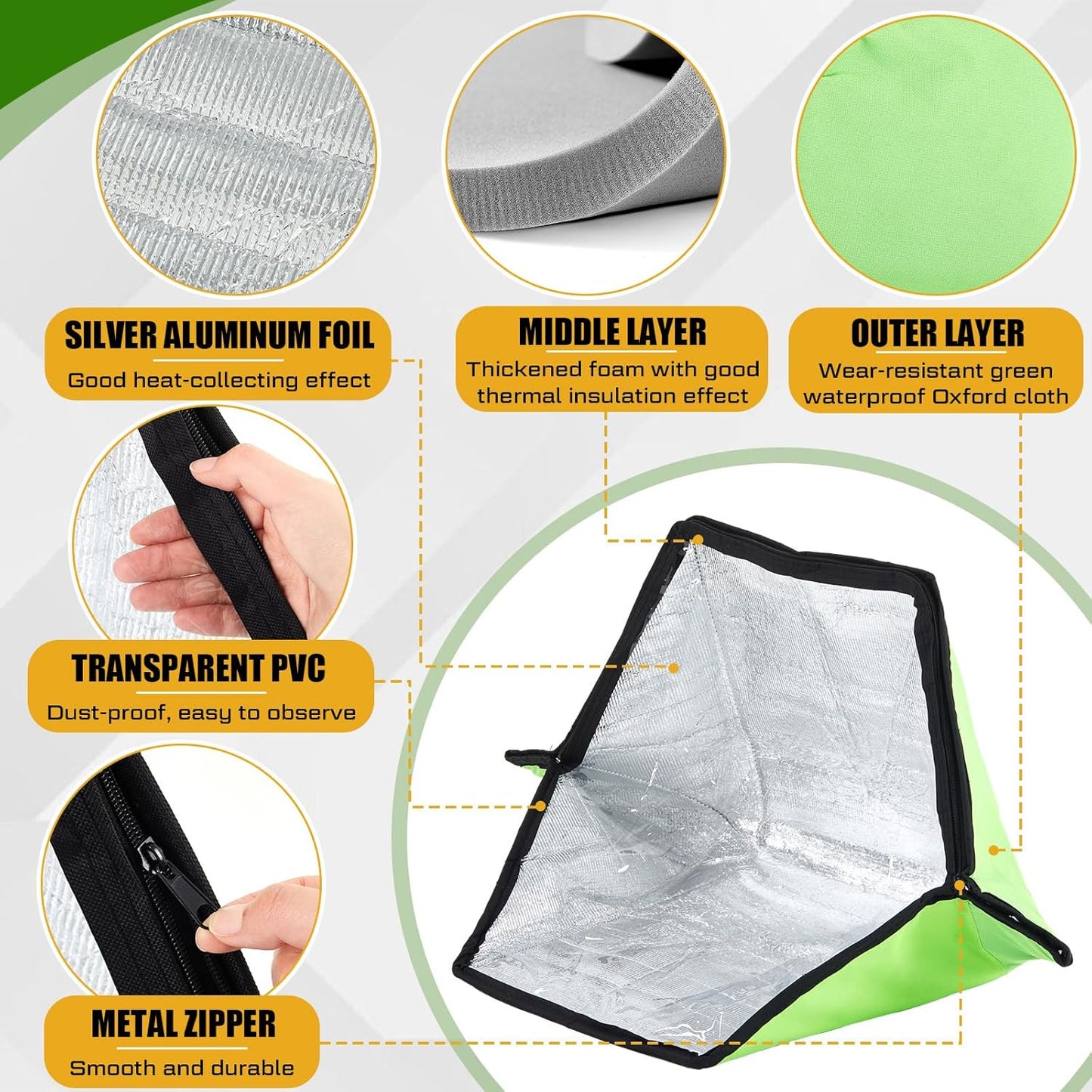 2 Pack Solar Oven Portable Outdoor Solar Cooker Solar Stove for Cooking Mini Camp Oven Foldable Solar Cookware for Outdoor Activities Reheating Cooking Food Speed up Composting