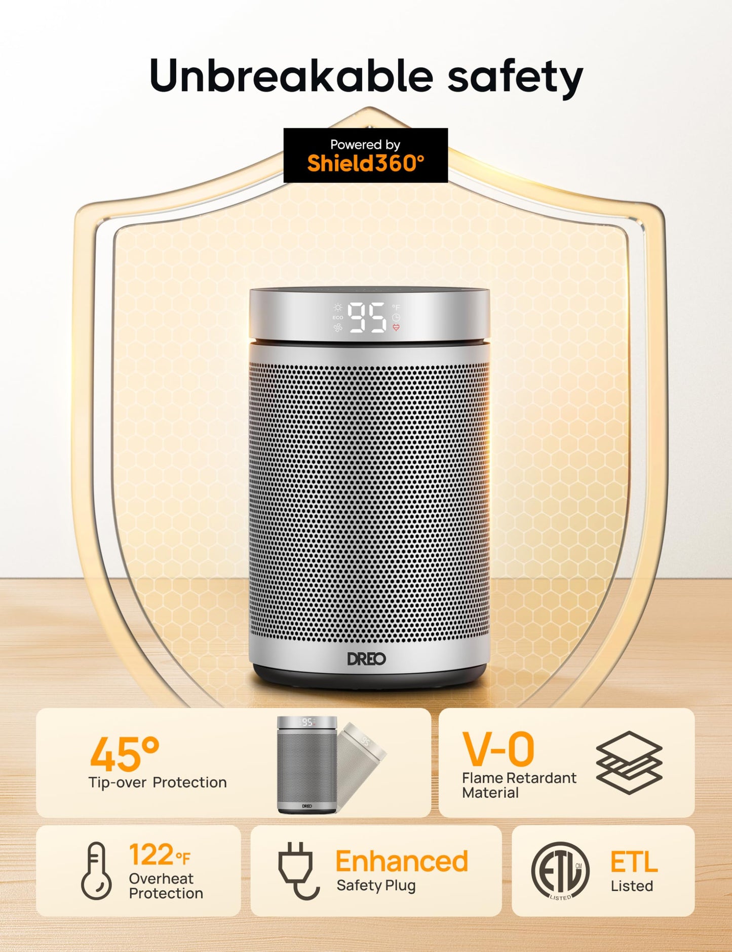 Dreo Space Heater, Portable Electric Heaters for Indoor Use with Thermostat and Remote, 2024 Upgraded, Digital Display, 12H Timer, 5 Mode, 1500W PTC Ceramic Fast Safety Heat for Office Bedroom Home