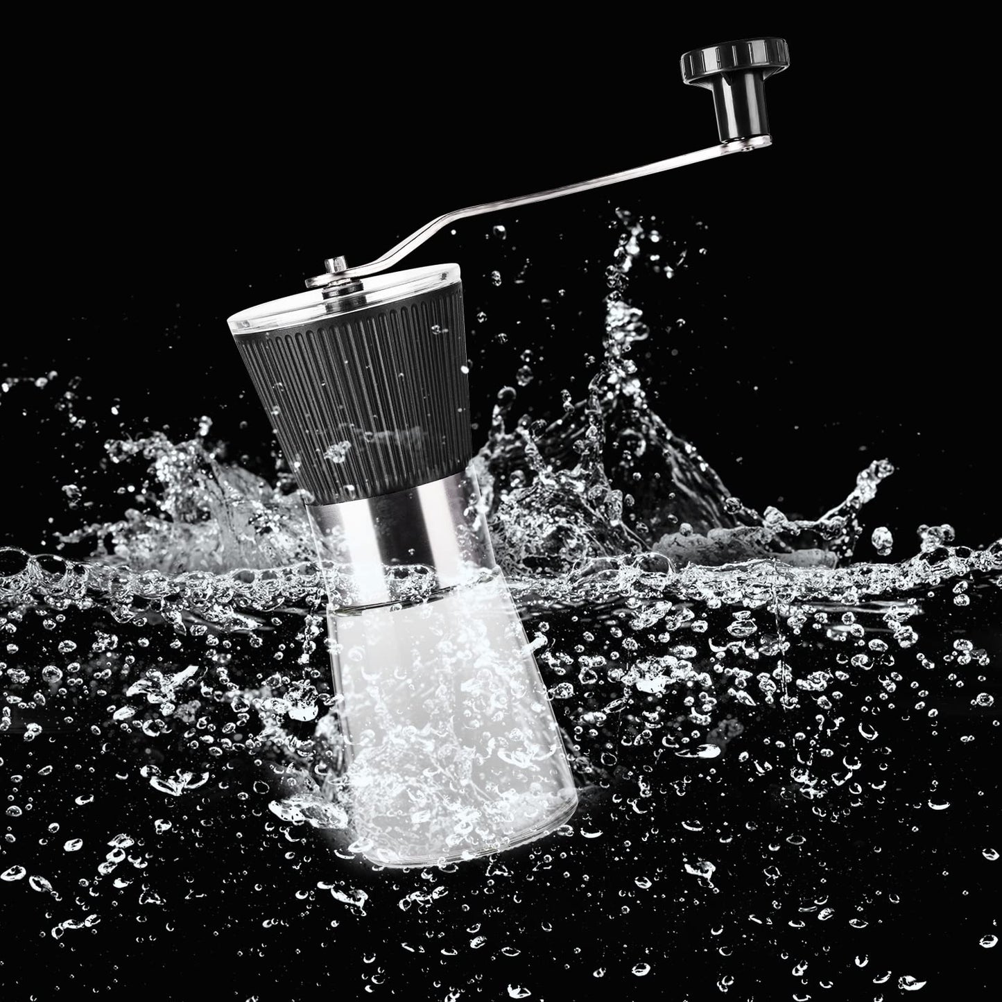 PARACITY Manual Coffee Bean Grinder with Ceramic Burr, Hand Coffee Grinder Mill Small with 2 Glass Jars( 11OZ per Jar) Stainless Steel Handle for Drip Coffee, Espresso, French Press, Turkish Brew