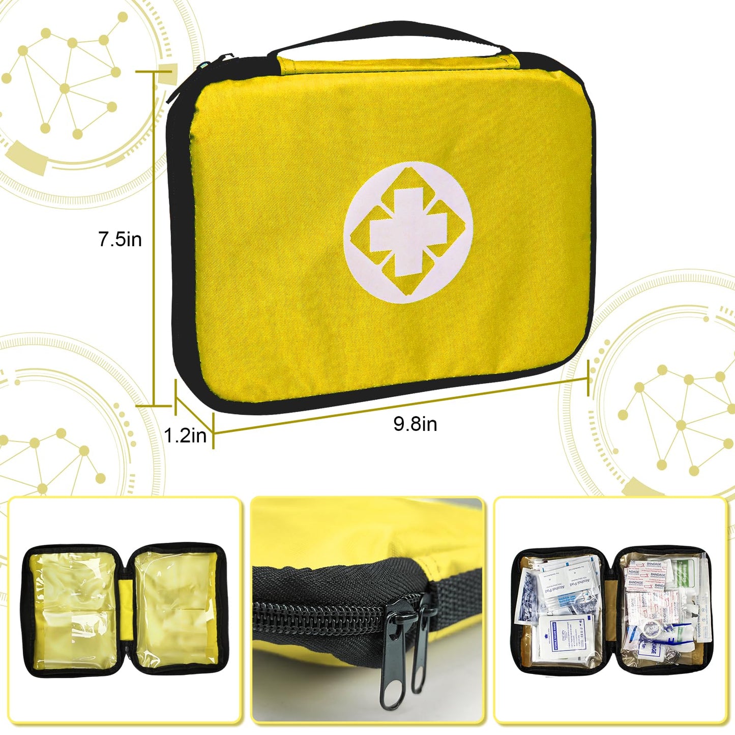 Travel-First Aid-Kit Car-Home 300PCS Survival-Kit Outdoor-Adventure - Small Portable Red Emergency Essential Sets Office Hiking Camping Business Public Must Have First Aid Gear Equipment 1st Aid