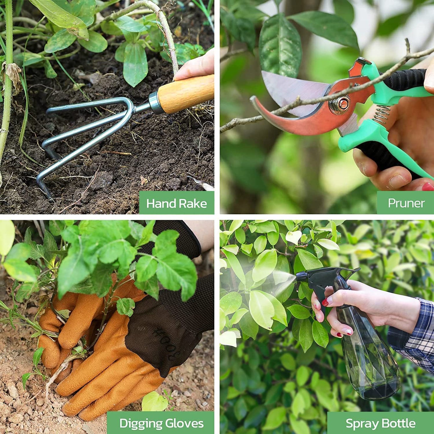 Gardening Tools 9-Piece Heavy Duty Gardening Hand Tools with Fashion and Durable Garden Tools Organizer Handbag,Rust-Proof Garden Tool Set, Ideal Gardening Gifts for Women