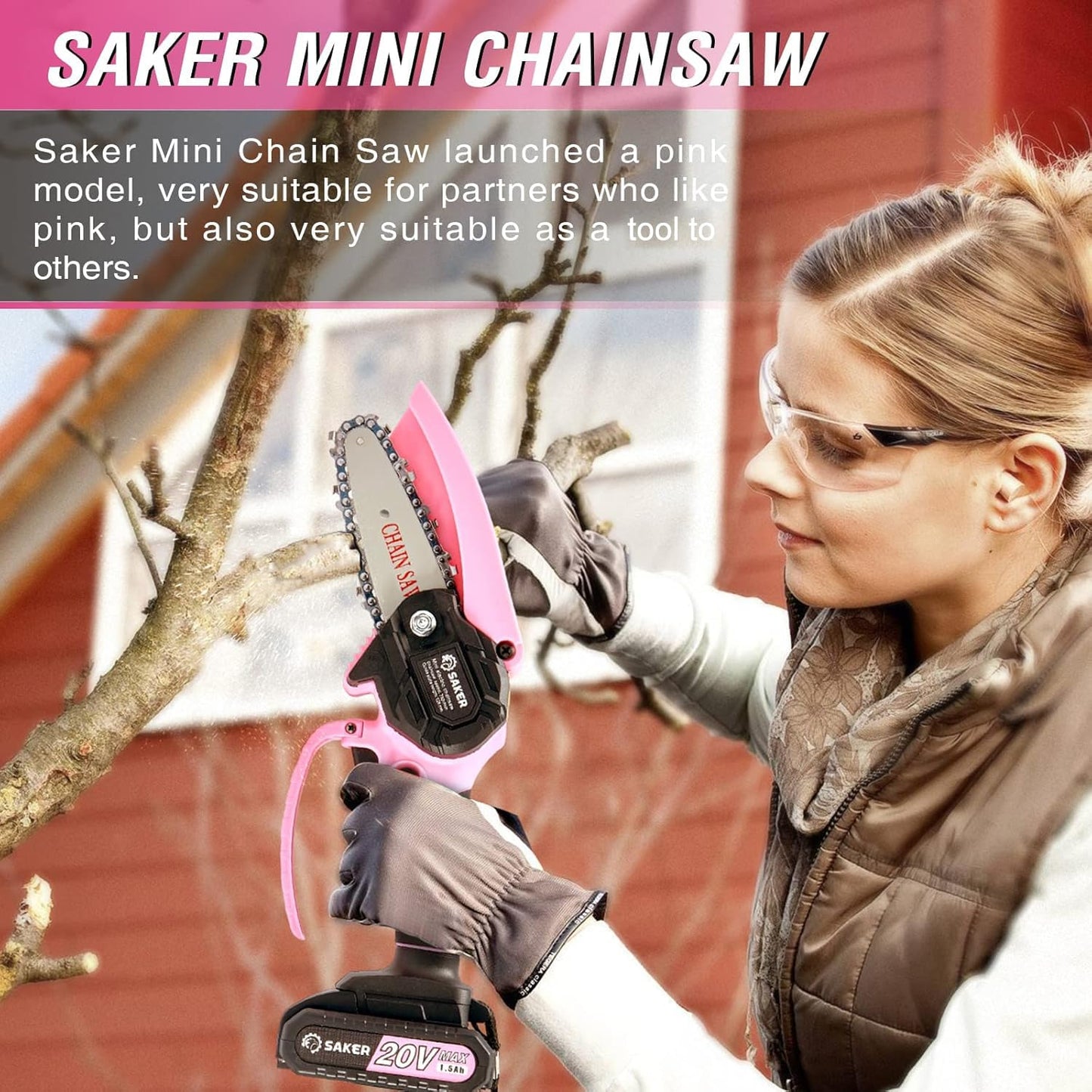Saker Mini Chainsaw,2025 New Upgrade Electric Chainsaws,Portable Chain Saw Cordless Battery Powered,Small Handheld Chain Saws Pruning Shears Saw for Wood Tree Branches,Courtyard and Garden