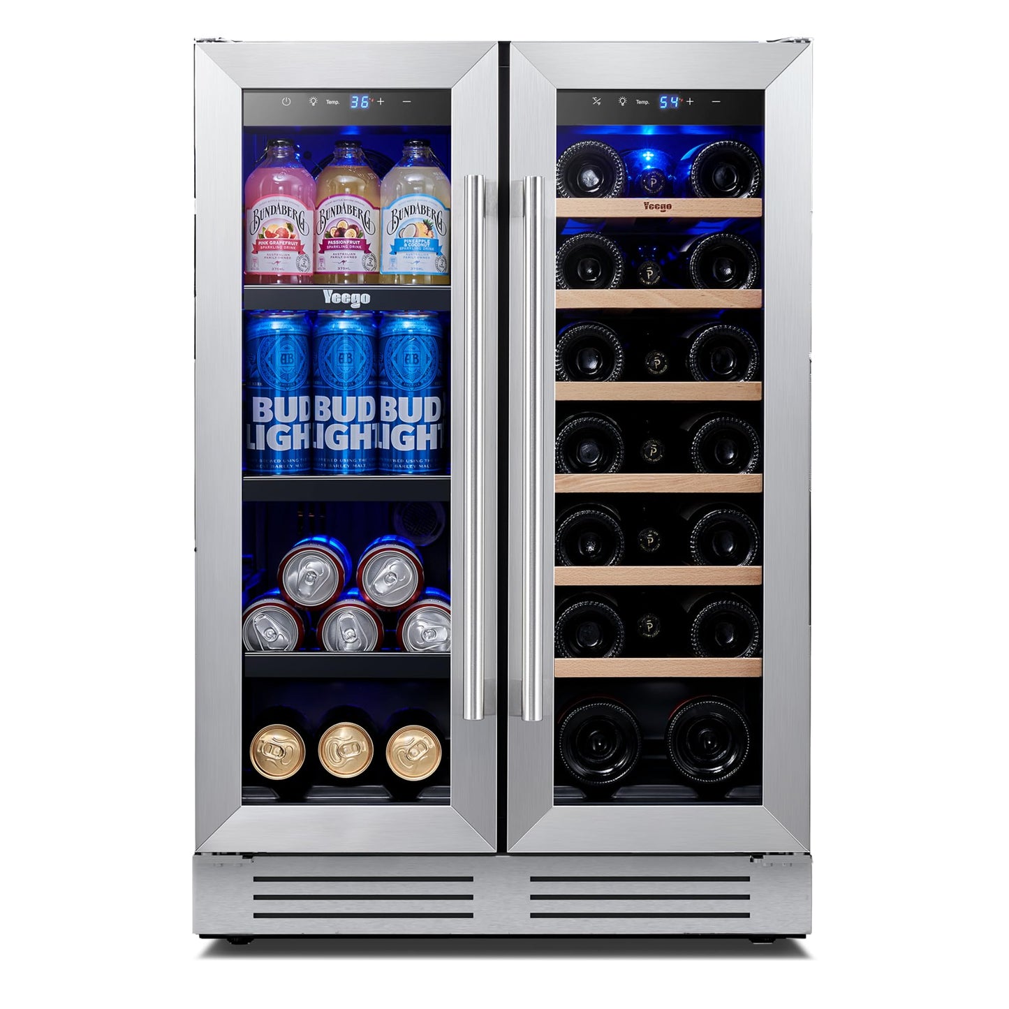 Yeego Beverage-Refrigerator, 24 Inch Beer Cooler Built-in or Freestanding,180 Cans Beverage Cooler with Glass Door,Mini-Fridge for Bottles and Cans Beer/Soda/Water/Wine