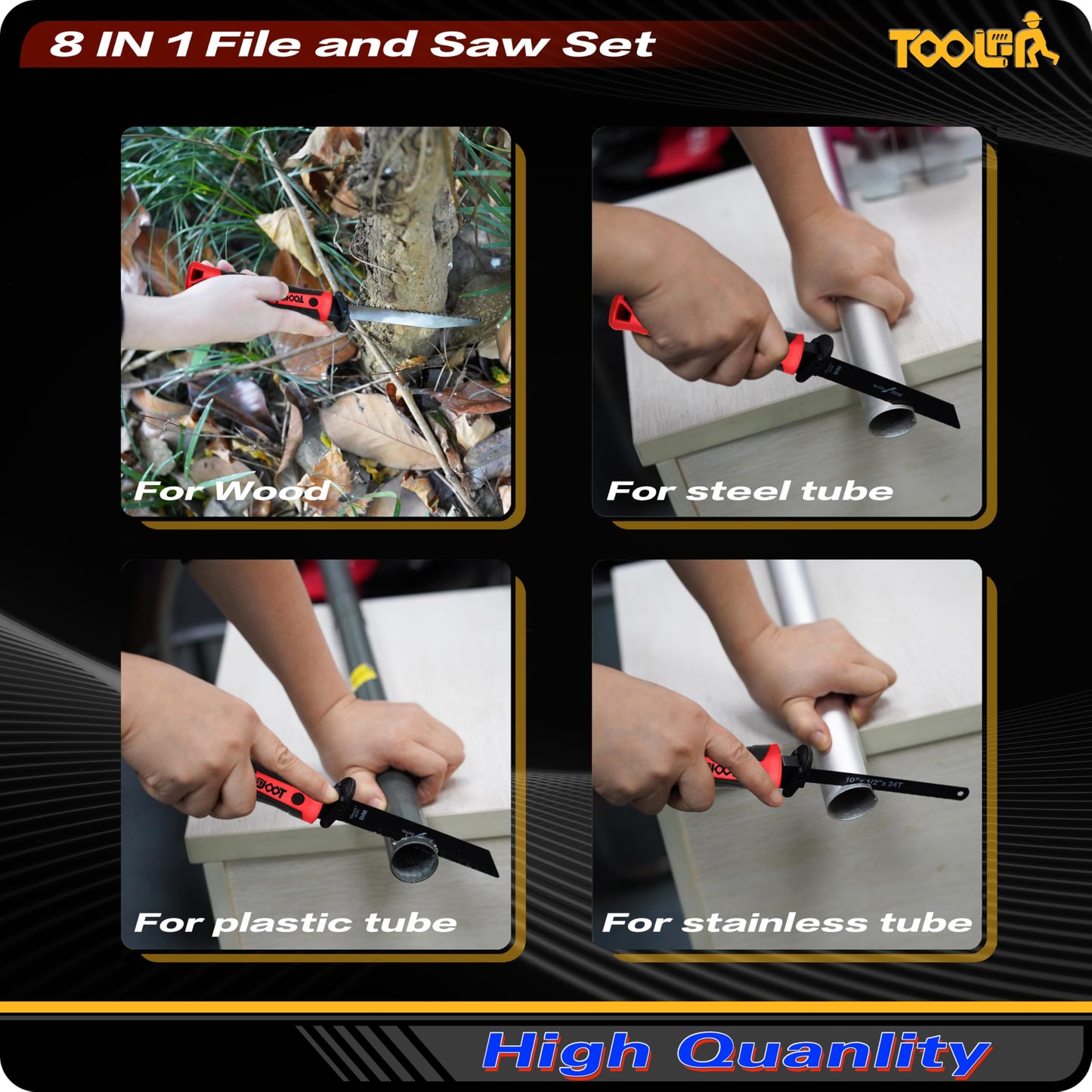 8-In-1 Multi Blades Hand Saw, Drywall Cutter. Hacksaw. Long Blade Hand Saw, Jab Saw, For Cutting Drywall, Sheetrock, Wood, Metel, Plastic, Plywood. Blade Quick Change Mechanism.