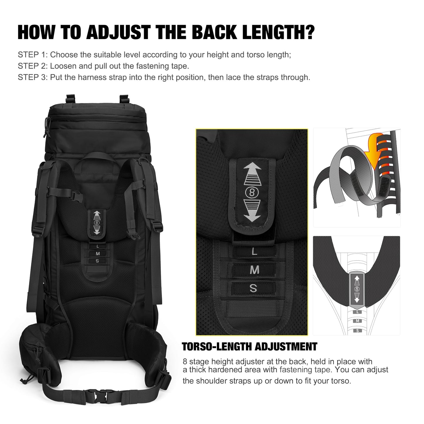 Mardingtop 75L Molle Hiking Internal Frame Backpacks with Rain Cover for Camping,Backpacking,Travelling