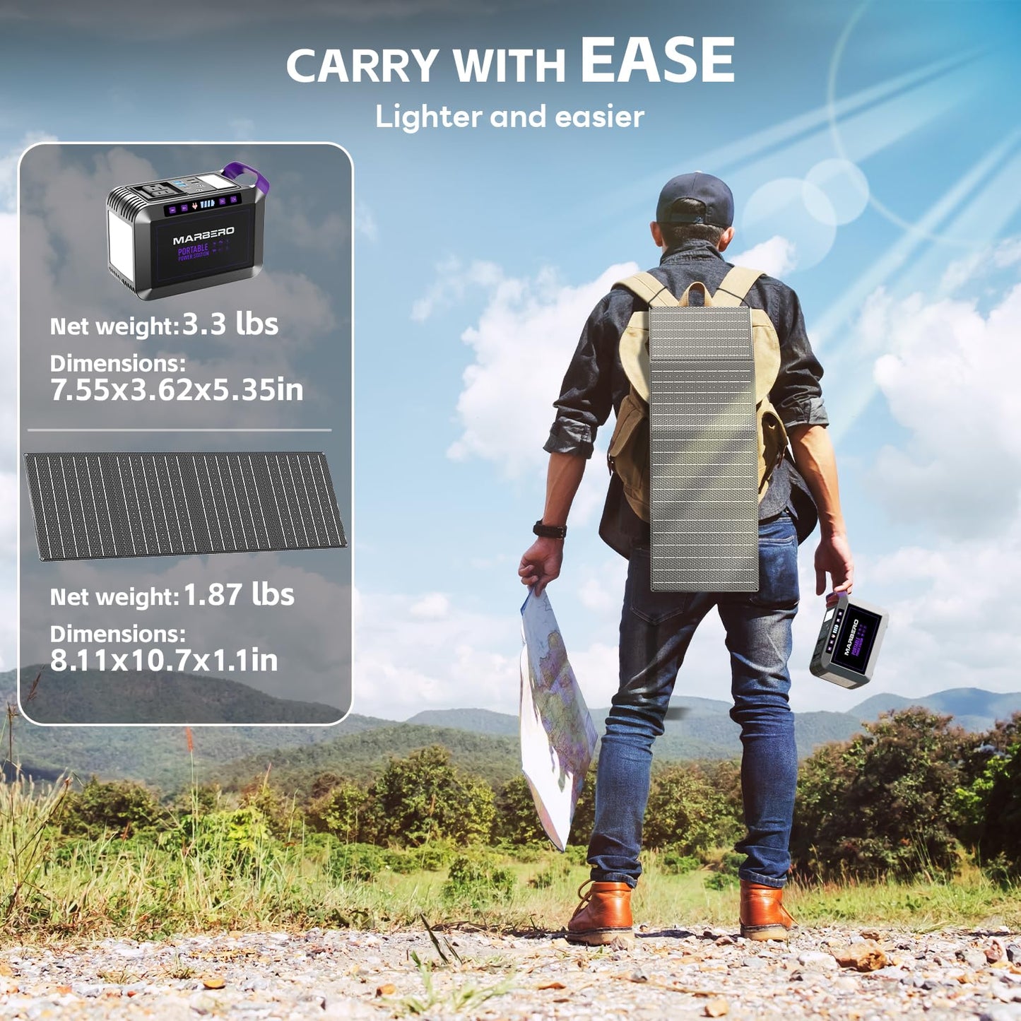 Portable Power Station 300W MARBERO 237Wh Camping Solar Generator Backup Lithium Battery with Pure Sine Wave 110V AC Outlet, USB C, USB A, DC for Outdoors Camping CPAP Home Blackout Emergency