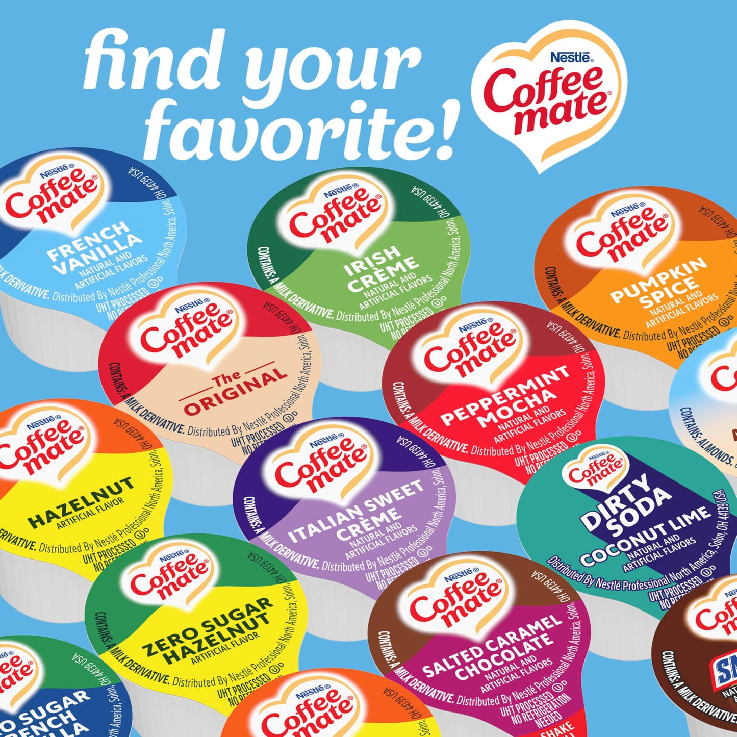 Nestle Coffee mate Coffee Creamer, French Vanilla, Liquid Creamer Singles, Non Dairy, No Refrigeration, 0.375 fl oz Tubs (Pack of 180)