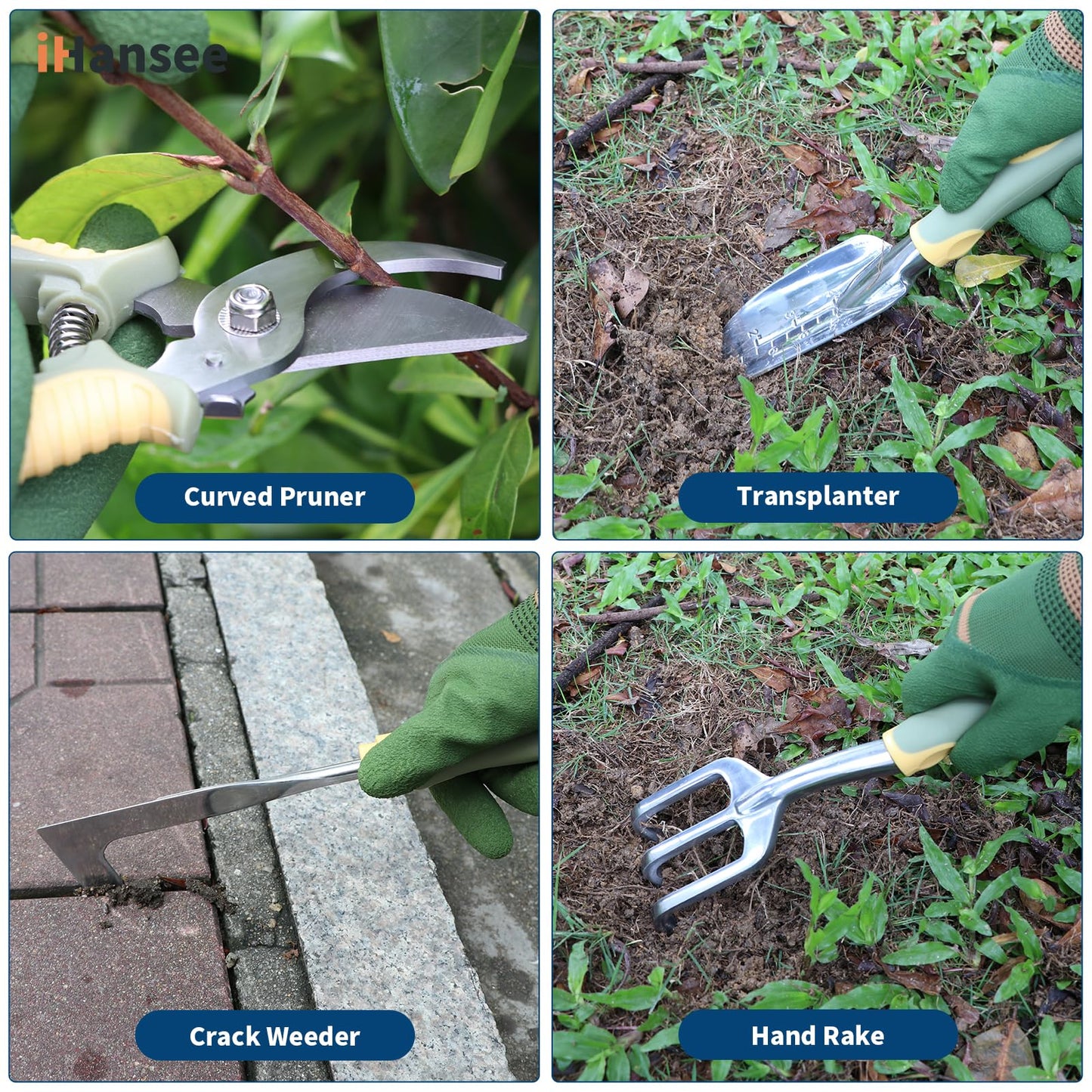 Brown Gardening Tools Set 12-Piece, Heavy Duty Garden Hand Tool Kit with Non-Slip Ergonomic Handle, Storage Tote Bag, Garden Apron, Gloves and Kneeling Pad, Gardening Gifts for Women Men Plant Lover