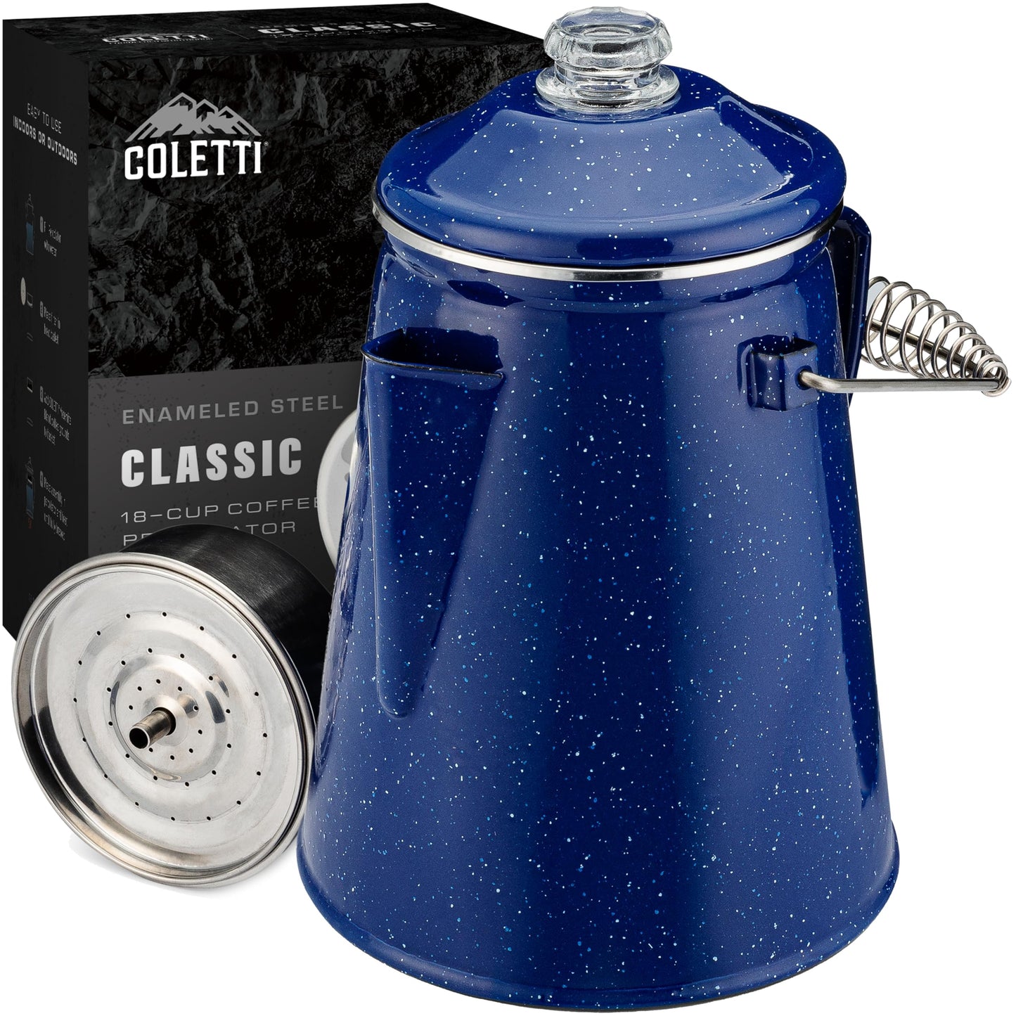 COLETTI Classic Percolator Coffee Pot — Camping Coffee Percolator, Campfire Coffee Pot – Camping Percolator for Groups — Brew for the Whole Campsite (Green, 12 Cup)