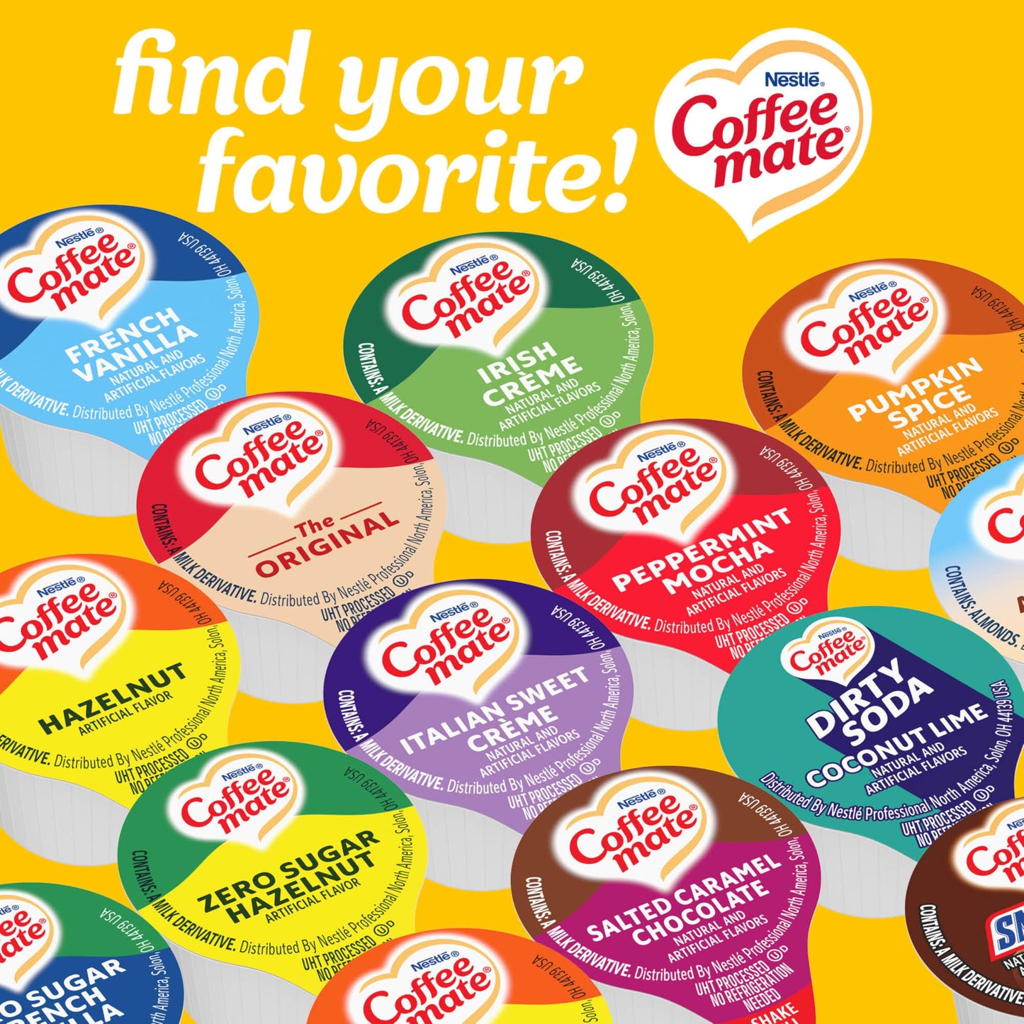 Nestle Coffee mate Coffee Creamer, French Vanilla, Liquid Creamer Singles, Non Dairy, No Refrigeration, 0.375 fl oz Tubs (Pack of 180)