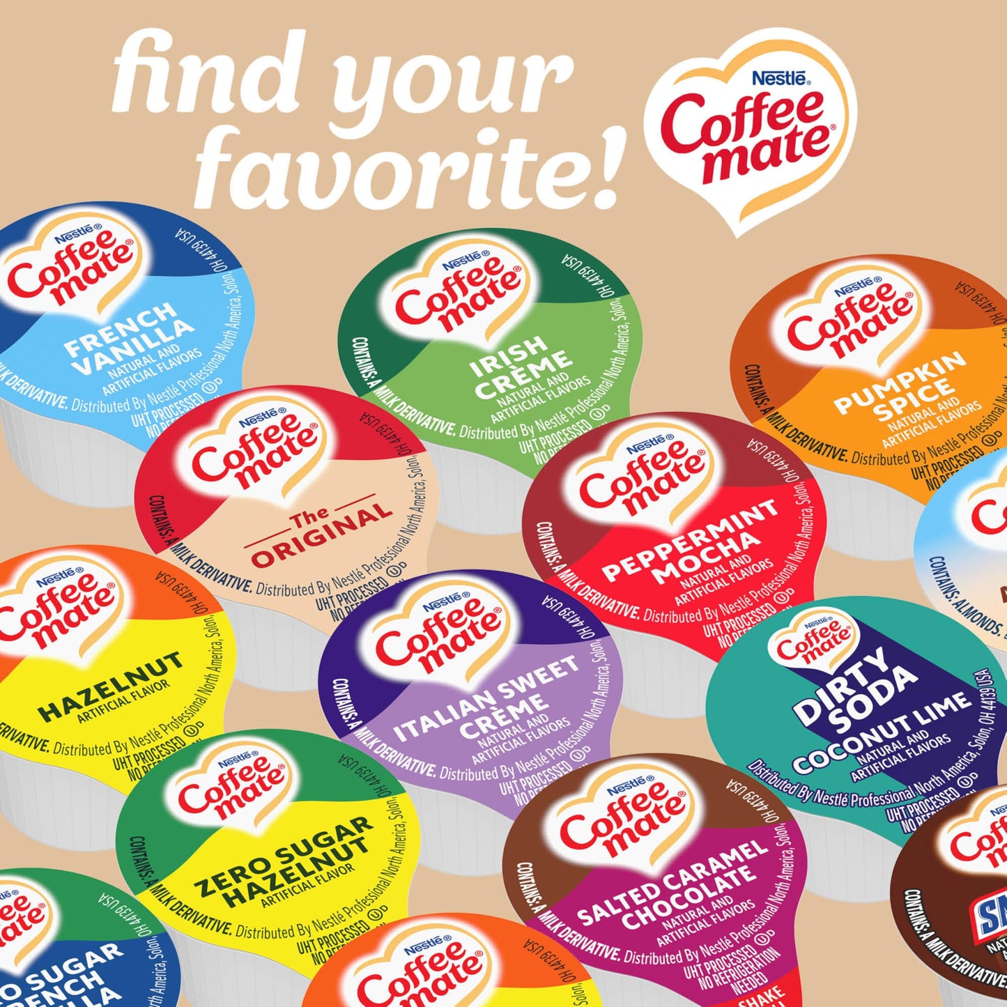 Nestle Coffee mate Coffee Creamer, French Vanilla, Liquid Creamer Singles, Non Dairy, No Refrigeration, 0.375 fl oz Tubs (Pack of 180)