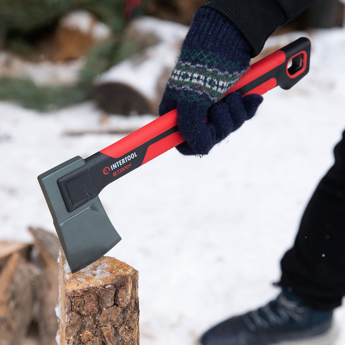 INTERTOOL 36 Inch Chopping Axe | Heavy Duty Wood Cutting & Felling Axe for Firewood | 2.8lb Head with Shock Absorbing Fiberglass Handle | HT-0264