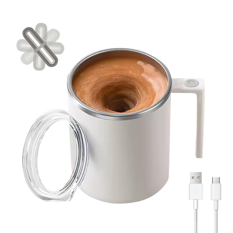 Electric Mixing Mug,Electric Stirring Mug, Coffee Mug,Suitable for Coffee, Milk, Cocoa and Other Beverages (Daik Black, 12 oz)