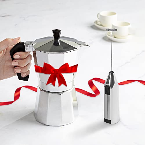 Primula Classic Stovetop Espresso and Coffee Maker, Moka Pot for Italian and Cuban Café Brewing, Greca Coffee Maker, Cafeteras, 12 Espresso Cups, Silver