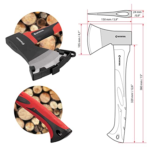 INTERTOOL 36 Inch Chopping Axe | Heavy Duty Wood Cutting & Felling Axe for Firewood | 2.8lb Head with Shock Absorbing Fiberglass Handle | HT-0264