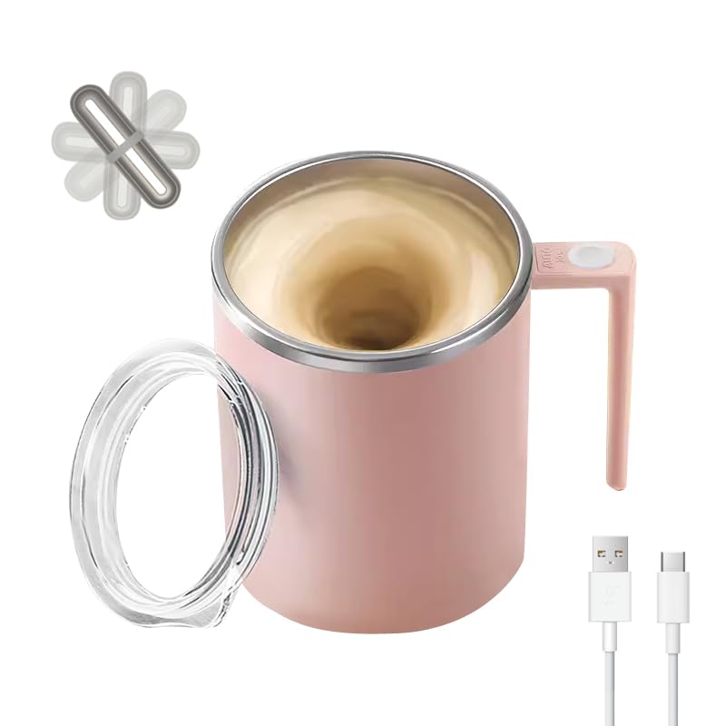 Electric Mixing Mug,Electric Stirring Mug, Coffee Mug,Suitable for Coffee, Milk, Cocoa and Other Beverages (Daik Black, 12 oz)