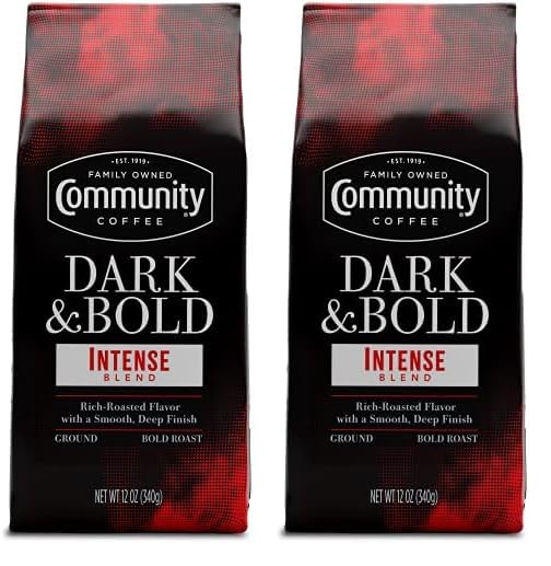 Community Coffee Dark & Bold Intense Blend 72 Ounces, Dark Roast Ground Coffee, 12 Ounce Bag (Pack of 6)