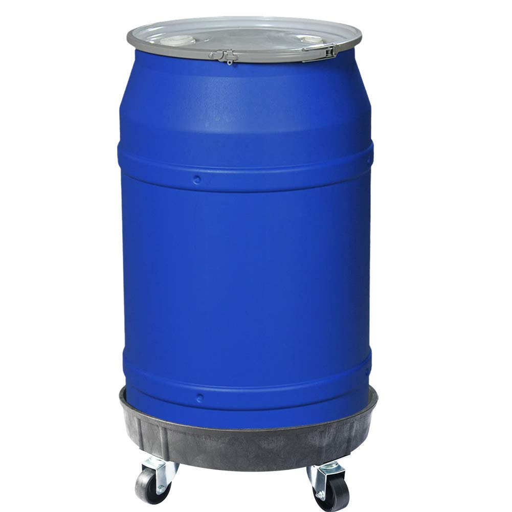 ELAFROS 30 Gallon and 55 Gallon Heavy Duty Plastic Drum Dolly – Durable Plastic Drum Cart 900 lb. Capacity- Barrel Dolly with 5 Swivel Casters Wheel,Blue