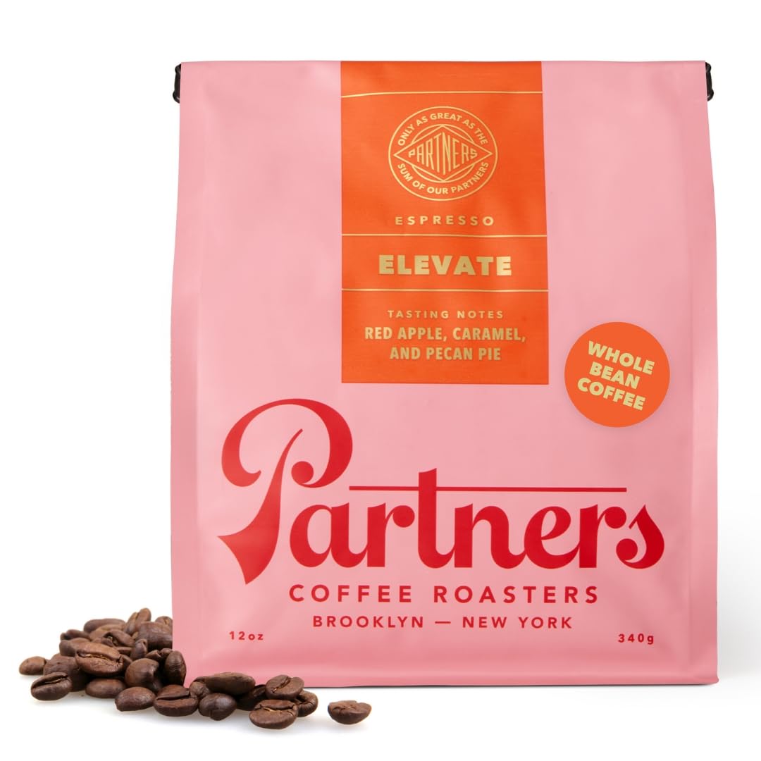 PARTNERS COFFEE ROASTERS - Whole Bean Coffee (Flatiron - Espresso, Medium-Dark Roast) 12oz - Classic Blend, Tastes Like Home - Dark Chocolate, Praline, Dates - Coffee Beans - Roasted in New York City