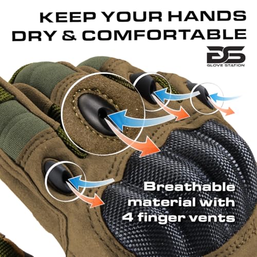 Glove Station - Tactical Shooting Hard Knuckle Gloves for Men and Woman with Touchscreen Fingers - Durable and Comfortable Hand-Gear for Outdoor Work Shooting and Hunting