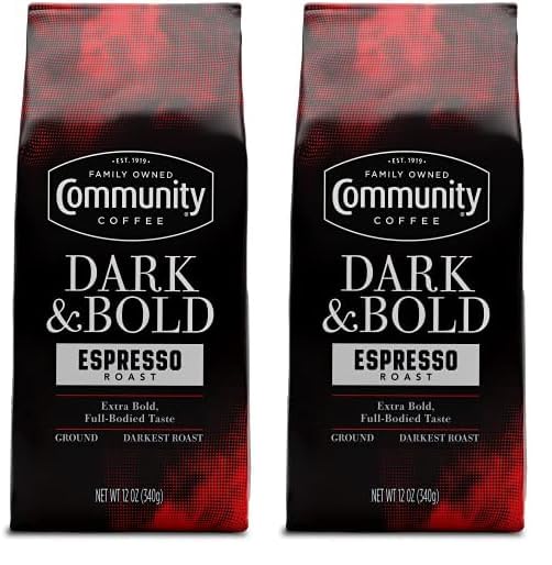 Community Coffee Dark & Bold Intense Blend 72 Ounces, Dark Roast Ground Coffee, 12 Ounce Bag (Pack of 6)