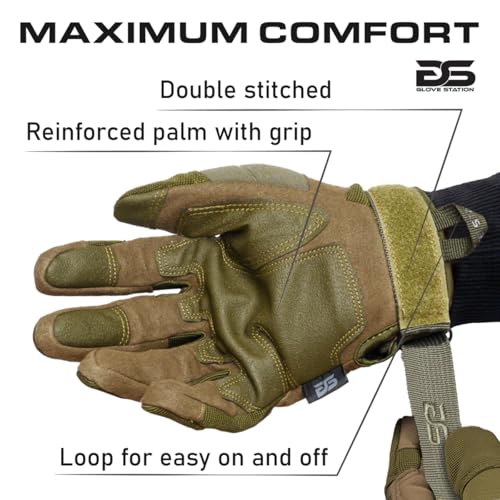 Glove Station - Tactical Shooting Hard Knuckle Gloves for Men and Woman with Touchscreen Fingers - Durable and Comfortable Hand-Gear for Outdoor Work Shooting and Hunting