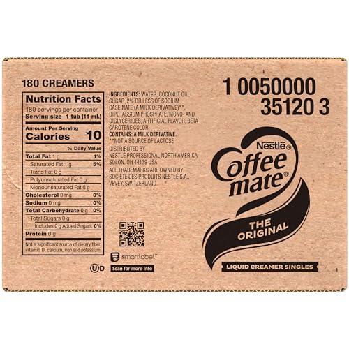 Nestle Coffee mate Coffee Creamer, French Vanilla, Liquid Creamer Singles, Non Dairy, No Refrigeration, 0.375 fl oz Tubs (Pack of 180)