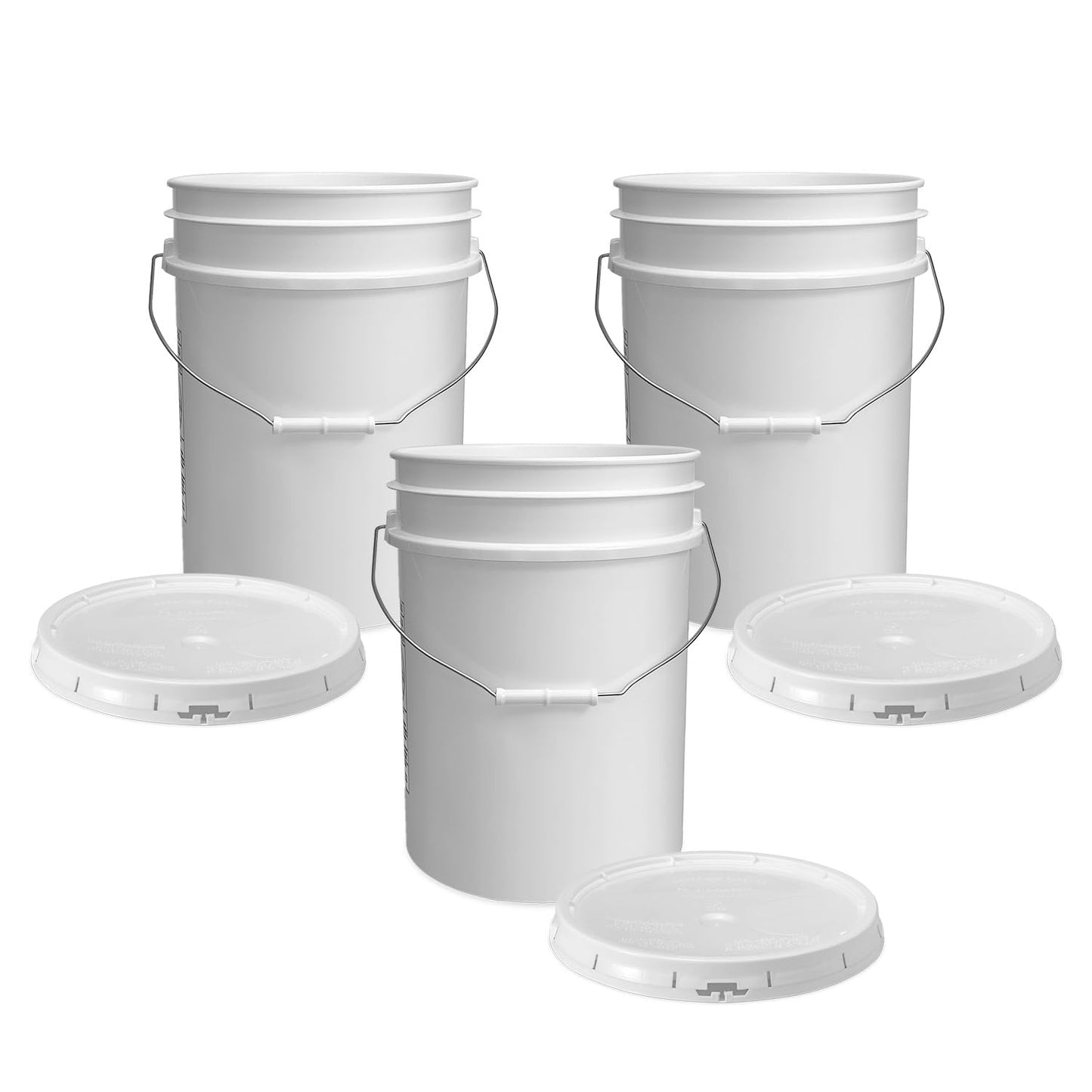 ePackageSupply White 5-Gallon Bucket with Lid | Made in USA | Food Grade | Heavy-Duty Extra Durable Plastic Bucket | Multi-Use Food Grade Buckets with Lids | Easy Stack and Store | BPA Free | 6 Pack