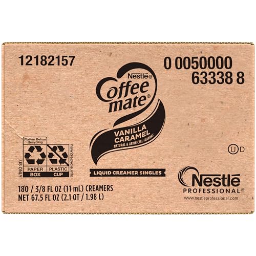 Nestle Coffee mate Coffee Creamer, French Vanilla, Liquid Creamer Singles, Non Dairy, No Refrigeration, 0.375 fl oz Tubs (Pack of 180)