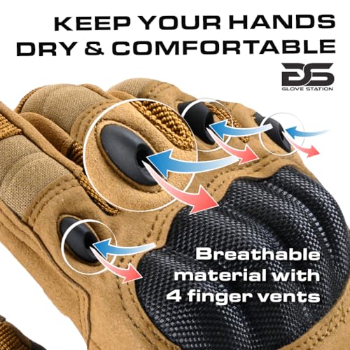 Glove Station - Tactical Shooting Hard Knuckle Gloves for Men and Woman with Touchscreen Fingers - Durable and Comfortable Hand-Gear for Outdoor Work Shooting and Hunting