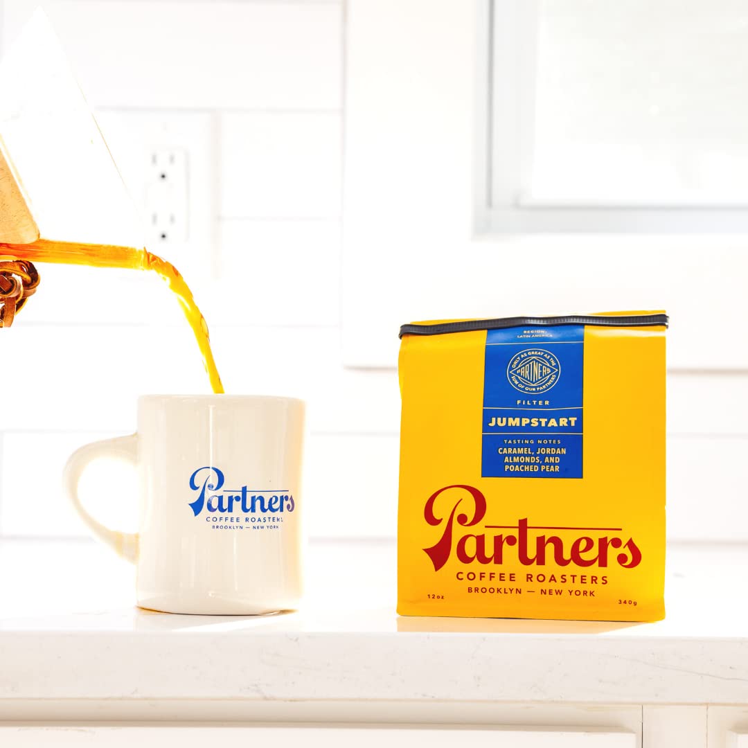 PARTNERS COFFEE ROASTERS - Whole Bean Coffee (Flatiron - Espresso, Medium-Dark Roast) 12oz - Classic Blend, Tastes Like Home - Dark Chocolate, Praline, Dates - Coffee Beans - Roasted in New York City