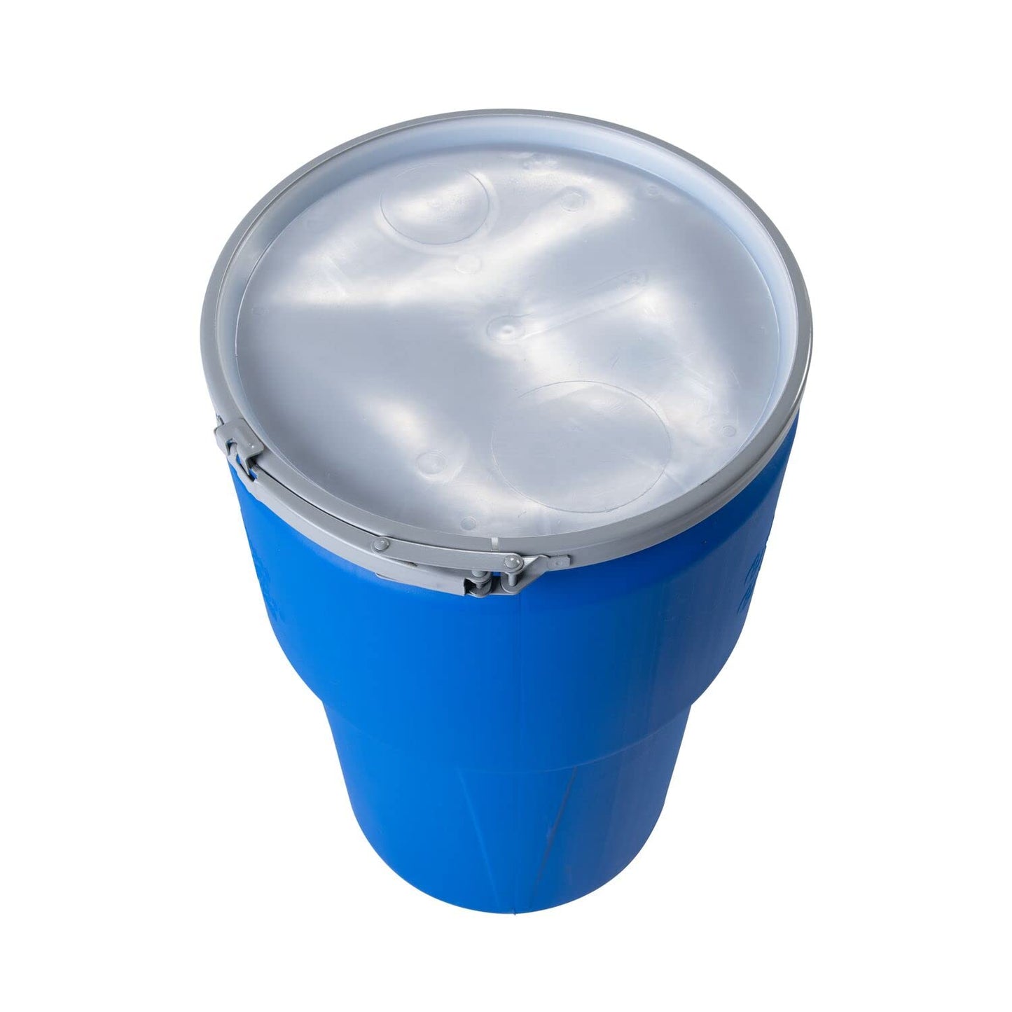 Eagle 30 Gallon Plastic Drum with Lid, Metal Lever-Lock, 28.5"x21.1", Open Head Lab Pack Drum Made of Durable, Lightweight HDPE, Withstands Weather and Chemicals, Made in USA, Blue, 1601MB