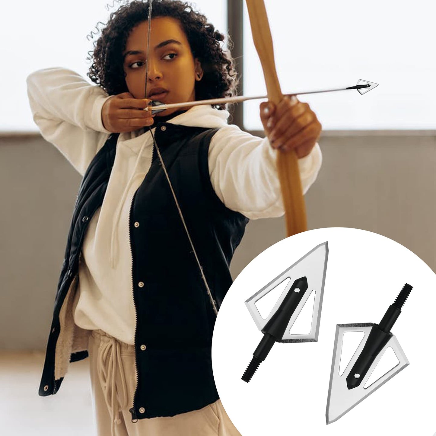 Stainless Steel Hunting Archery Broadheads Blades Grain Screw-in Arrow Heads Tips Compatible with Traditional Bows Archery Broad Crossbow Recurve6