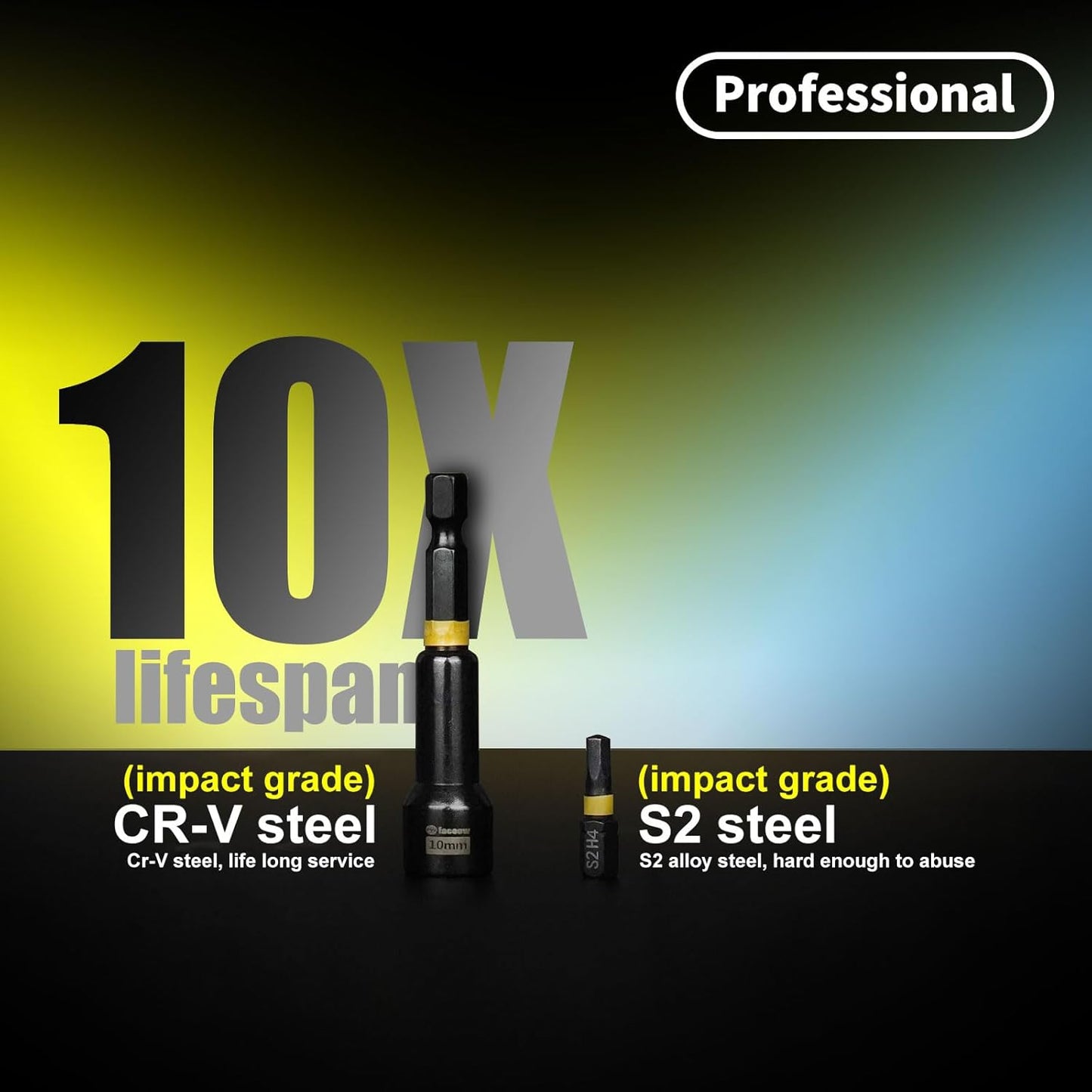 55PCS Impact Nut Driver Set, Magenetic Nut Driver Set for Impact Drills and Premium Deep Drivers, Wing Nut Setters, 1/4'' Quick Change, Bit Extention, S2 Steel Bits, Pivoting Nut Setter