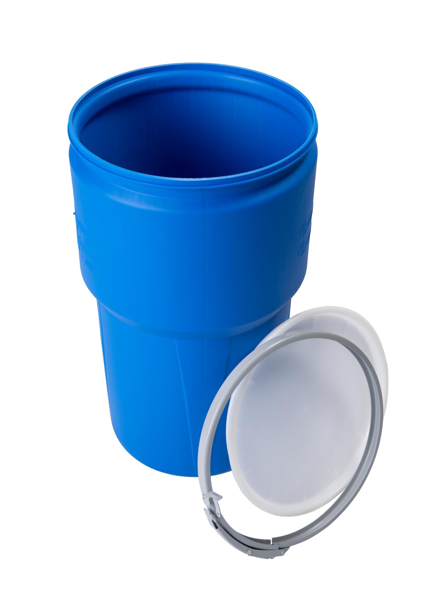 Eagle 30 Gallon Plastic Drum with Lid, Metal Lever-Lock, 28.5"x21.1", Open Head Lab Pack Drum Made of Durable, Lightweight HDPE, Withstands Weather and Chemicals, Made in USA, Blue, 1601MB
