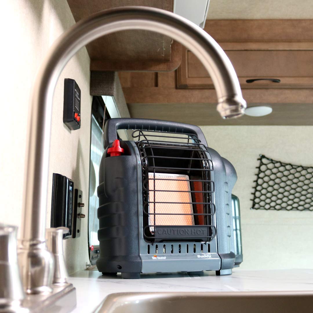 Mr. Heater Portable Buddy Heater MH9BX 4,000-9,000 BTU Indoor-Safe Propane Radiant Heater For Campers, Workshops, Job Sites, Patios & More - Red, Black