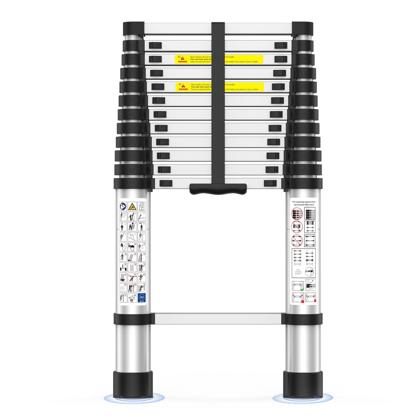 Telescoping Ladder,12.5 FT Extension Ladder, Heavy Duty 330lbs Max Capacity, Multi-Purpose Collapsible Ladder for RV or Outdoor Work