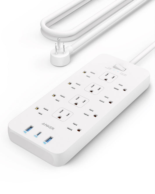 Anker Power Strip Surge Protector (2100J), 12 Outlets with 2 USB A and 1 USB C Port for Multiple Devices, 5ft Extension Cord, 20W Power Delivery Charging for Home, Office, Dorm Essential, TUV Listed